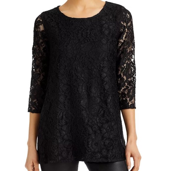 Joan Rivers Black Lace Tunic Top - Picture 1 of 12